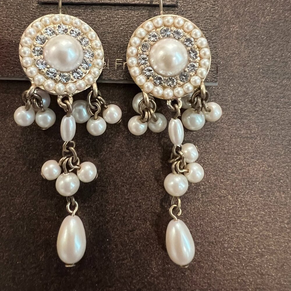 Carolee LUX Pearl & Rhinestone gold tone Wedding earrings
